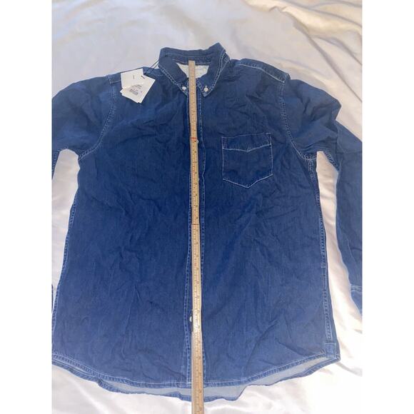 NWT SANDRO Paris Twill Blue Cotton Button‎ Down Collar Denim Shirt Size Small - Picture 5 of 10